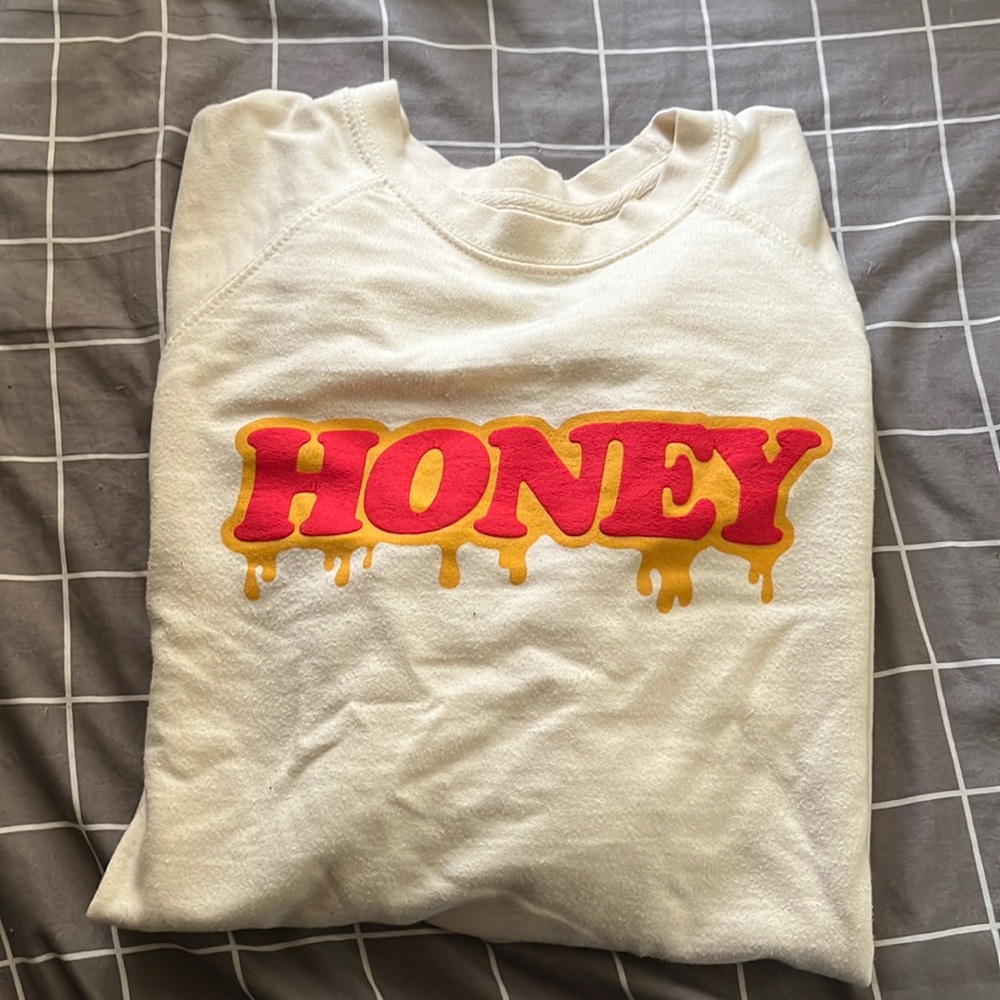 Stephanie Soo Honey sweatshirt! Lightweight good for fall, spring and summer.